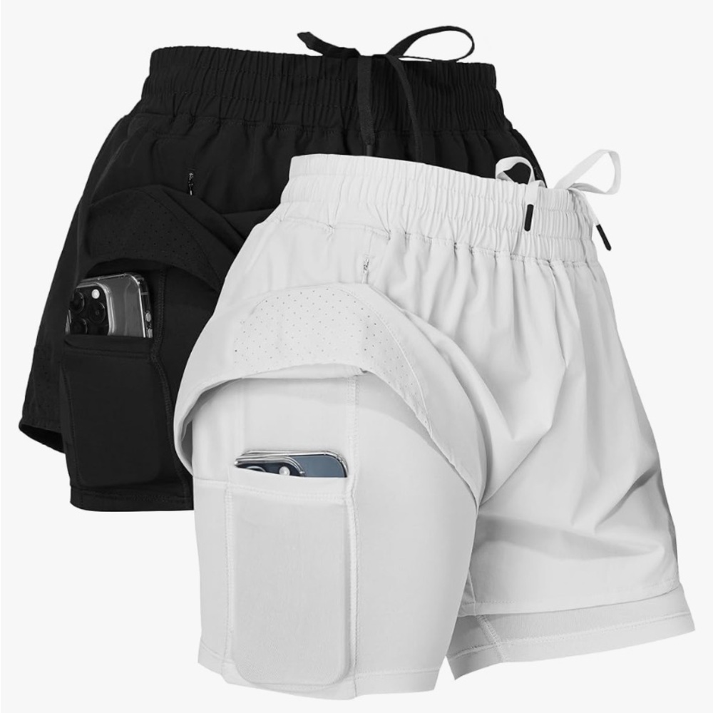 2 Pack Running Shorts - Black and White - Ultra Performance